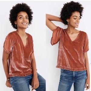 Madewell Velvet Tulip Sleeve Ruffle Top Medium
